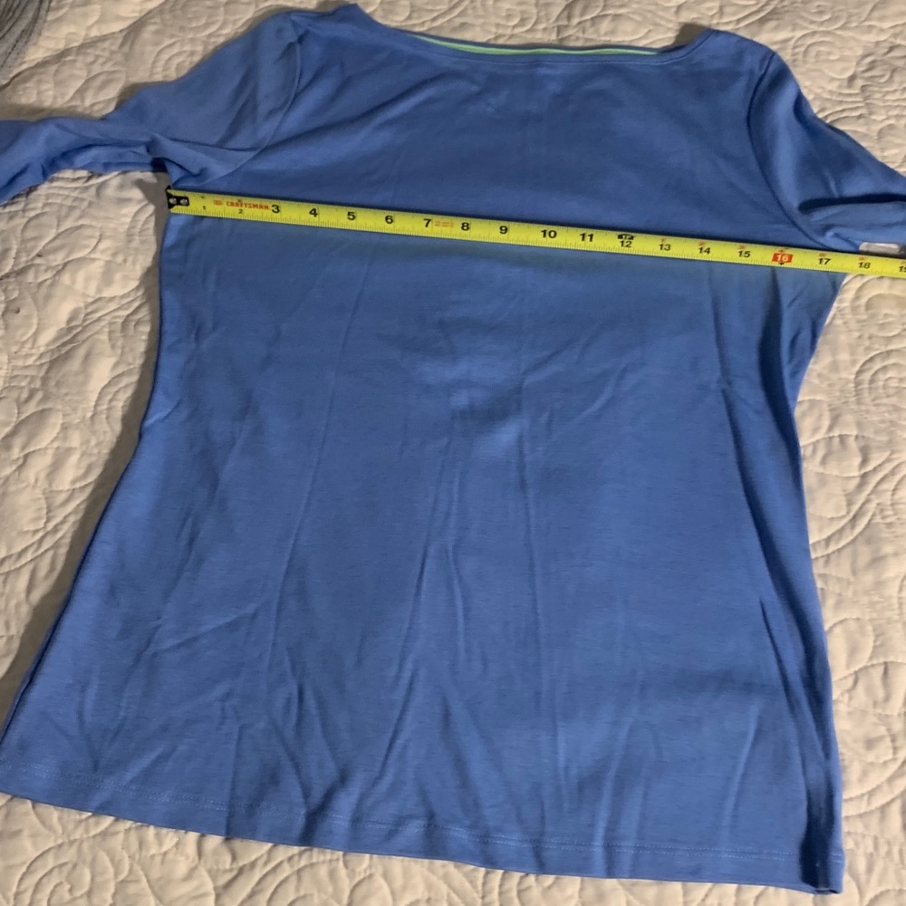 Talbots Women's Long Sleeve Boatneck Top - Cornflower Blue - Picture 4 of 7